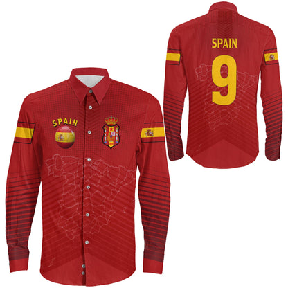 Clothing Spain Soccer Style Long Sleeve Button Shirt