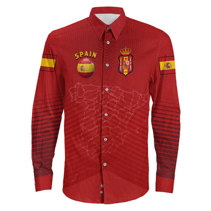 Clothing Spain Soccer Style Long Sleeve Button Shirt