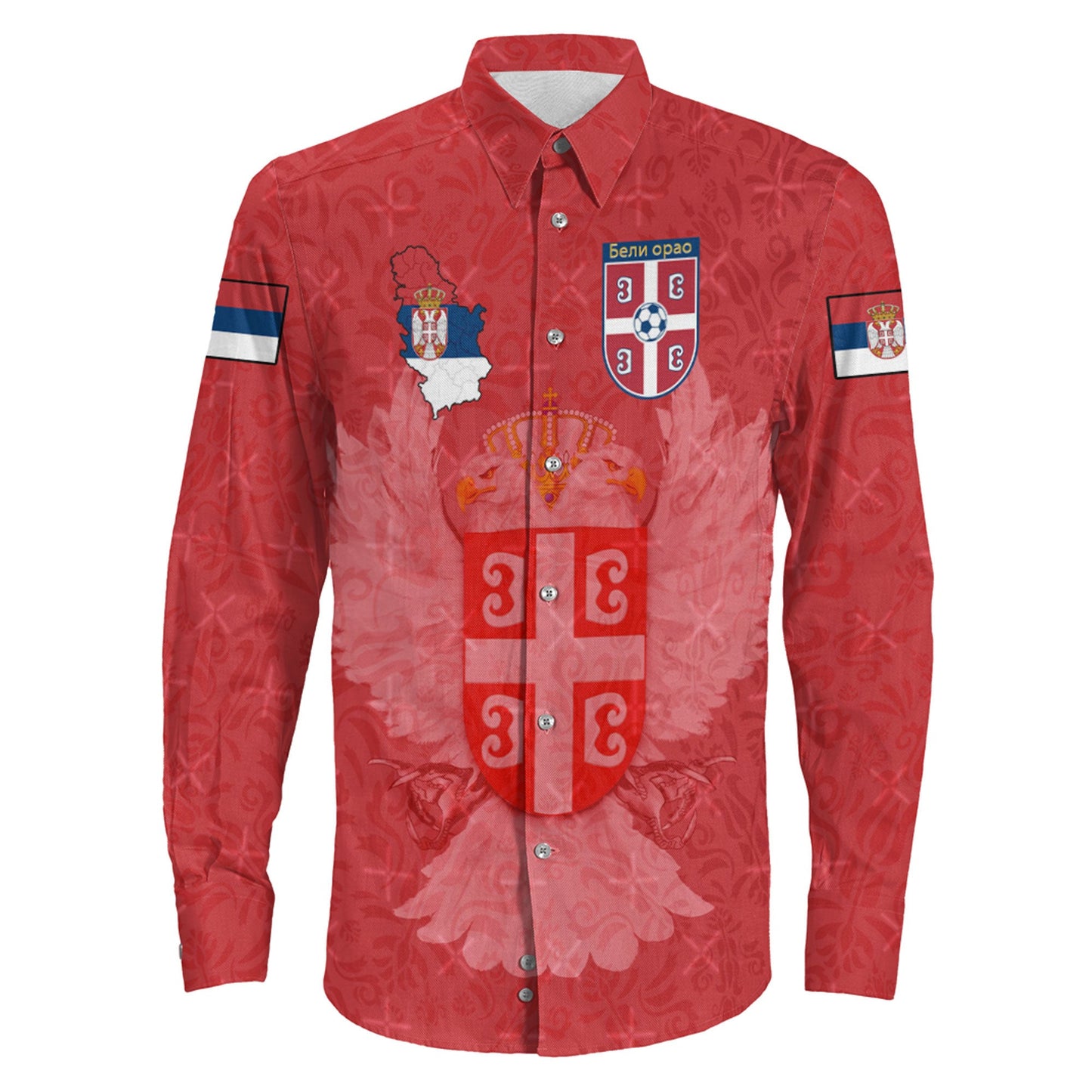 Clothing Serbia Soccer Style Long Sleeve Button Shirt