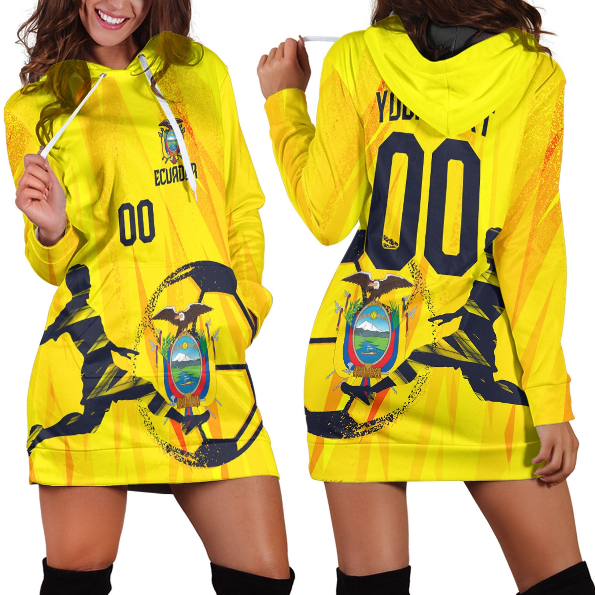 Clothing Custom Ecuador Football Fan Hoodie Dress