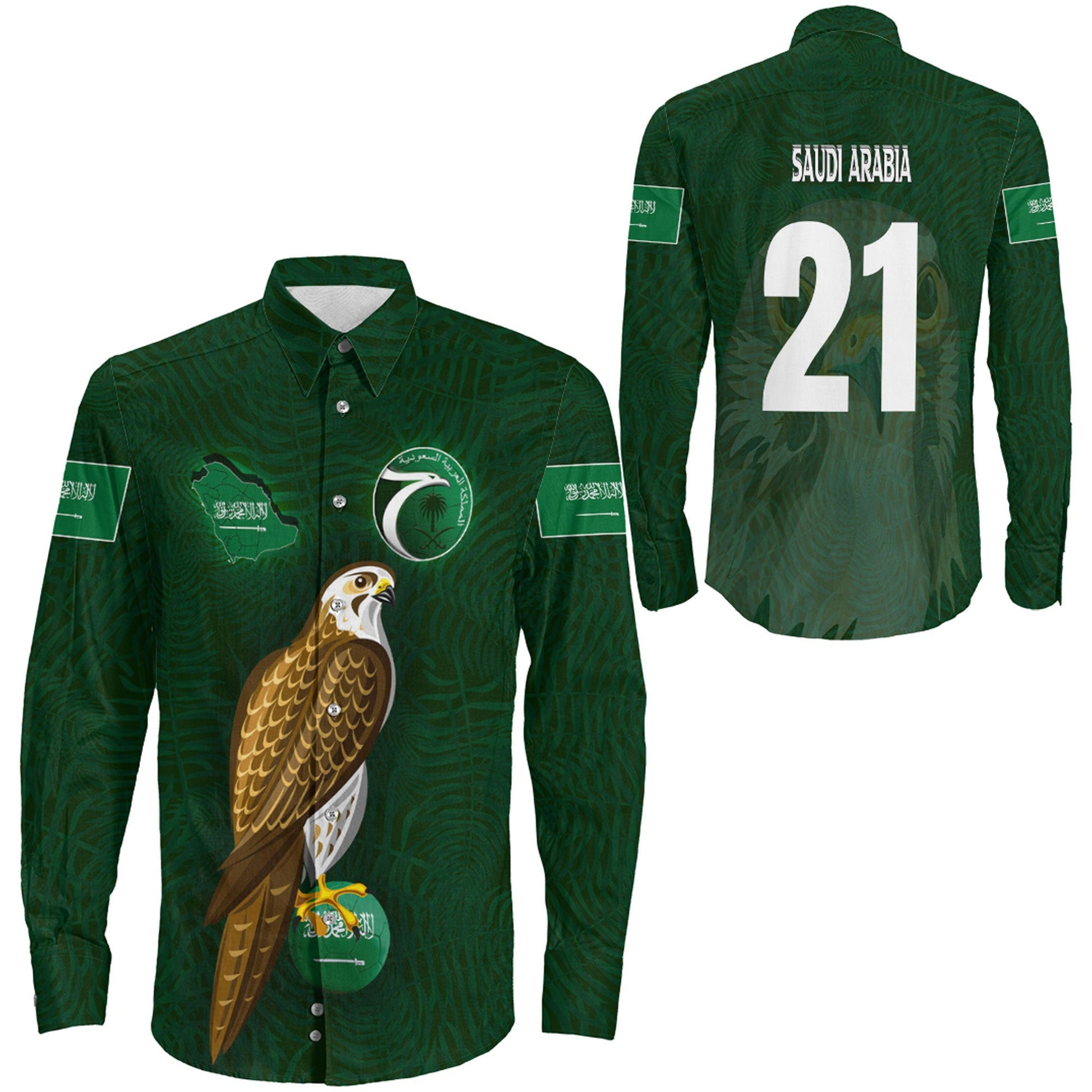 Clothing Saudi Arabia Sport Symbol Style Long Sleeve Button Shirt