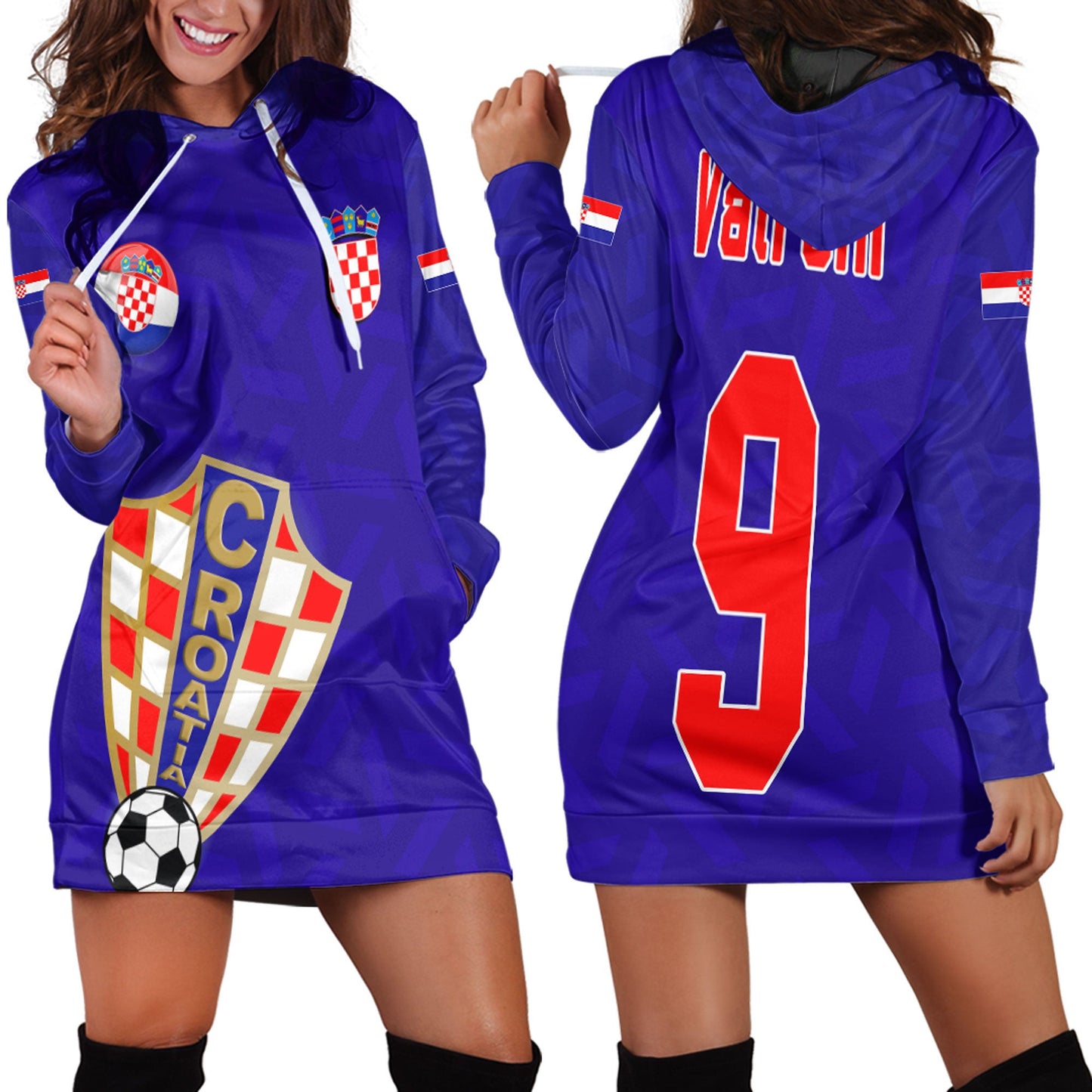 Clothing Custom Croatia Soccer Style Hoodie Dress