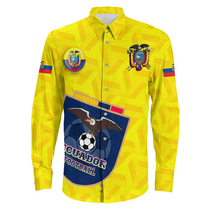 Clothing Custom Ecuador Soccer Style Long Sleeve Button Shirt