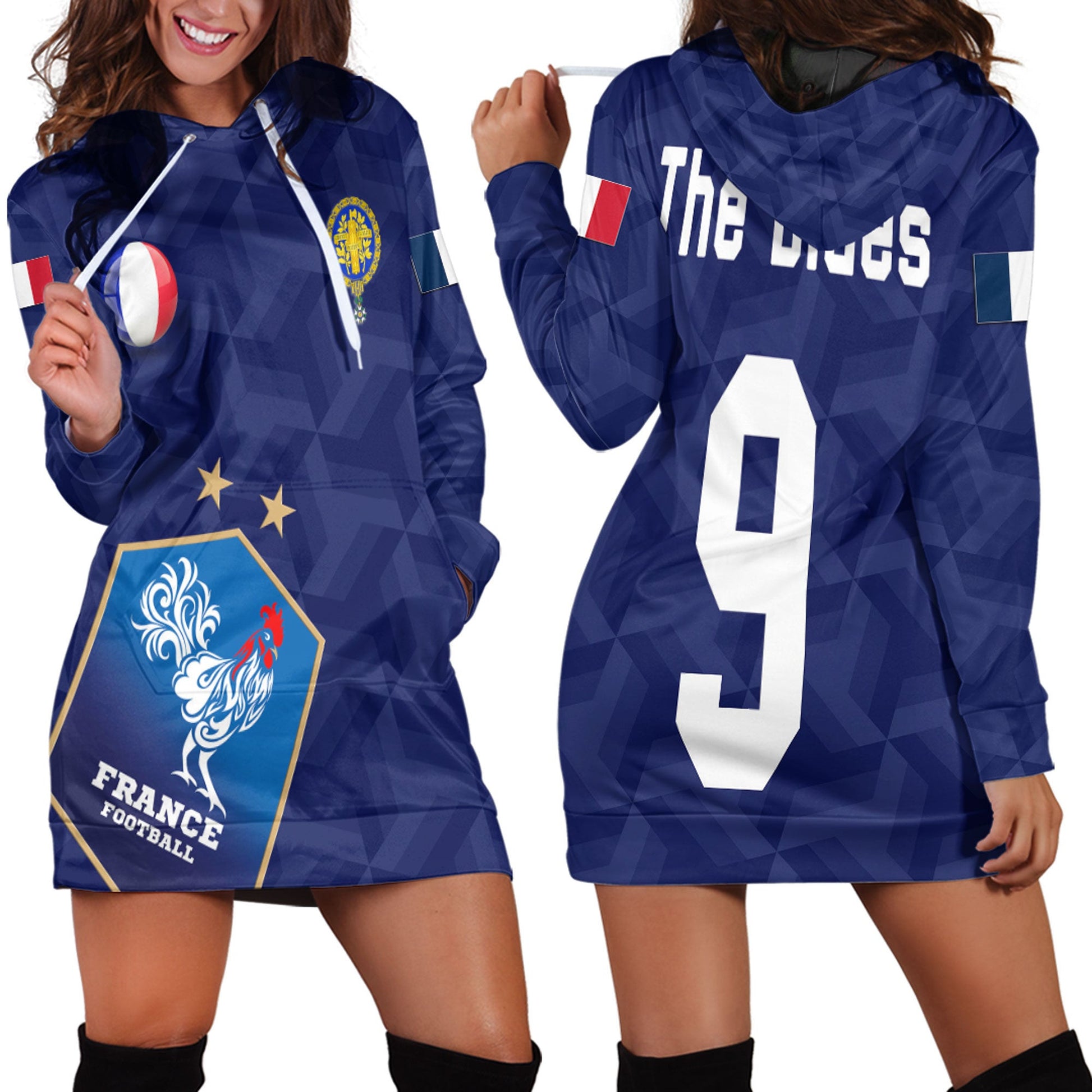 Clothing Custom France Soccer Style Hoodie Dress