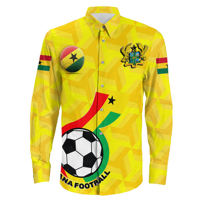 Clothing Custom Ghana Soccer Style Long Sleeve Button Shirt