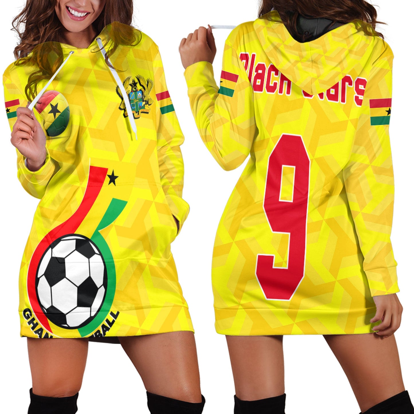 Clothing Custom Ghana Soccer Style Hoodie Dress