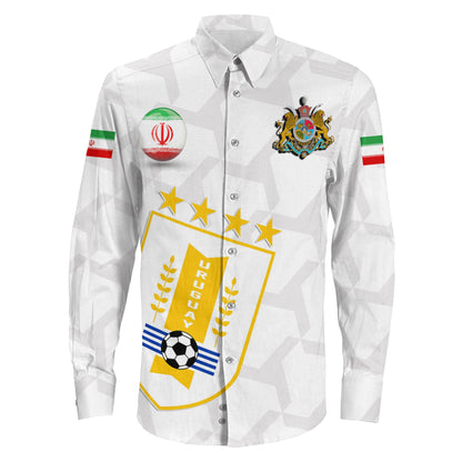 Clothing Custom Iran Soccer Style Long Sleeve Button Shirt