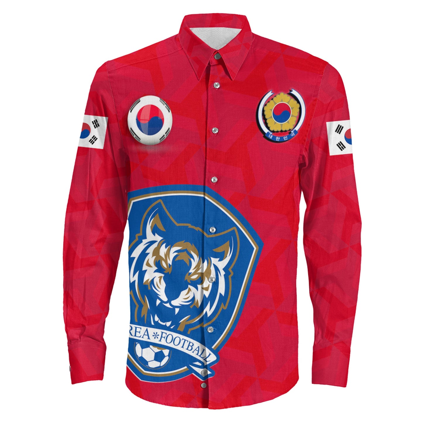 Clothing Custom Korea Soccer Style Long Sleeve Button Shirt