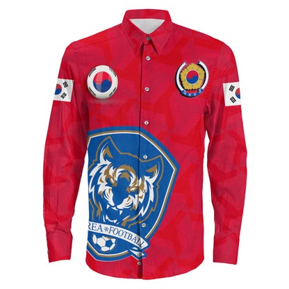 Clothing Custom Korea Soccer Style Long Sleeve Button Shirt