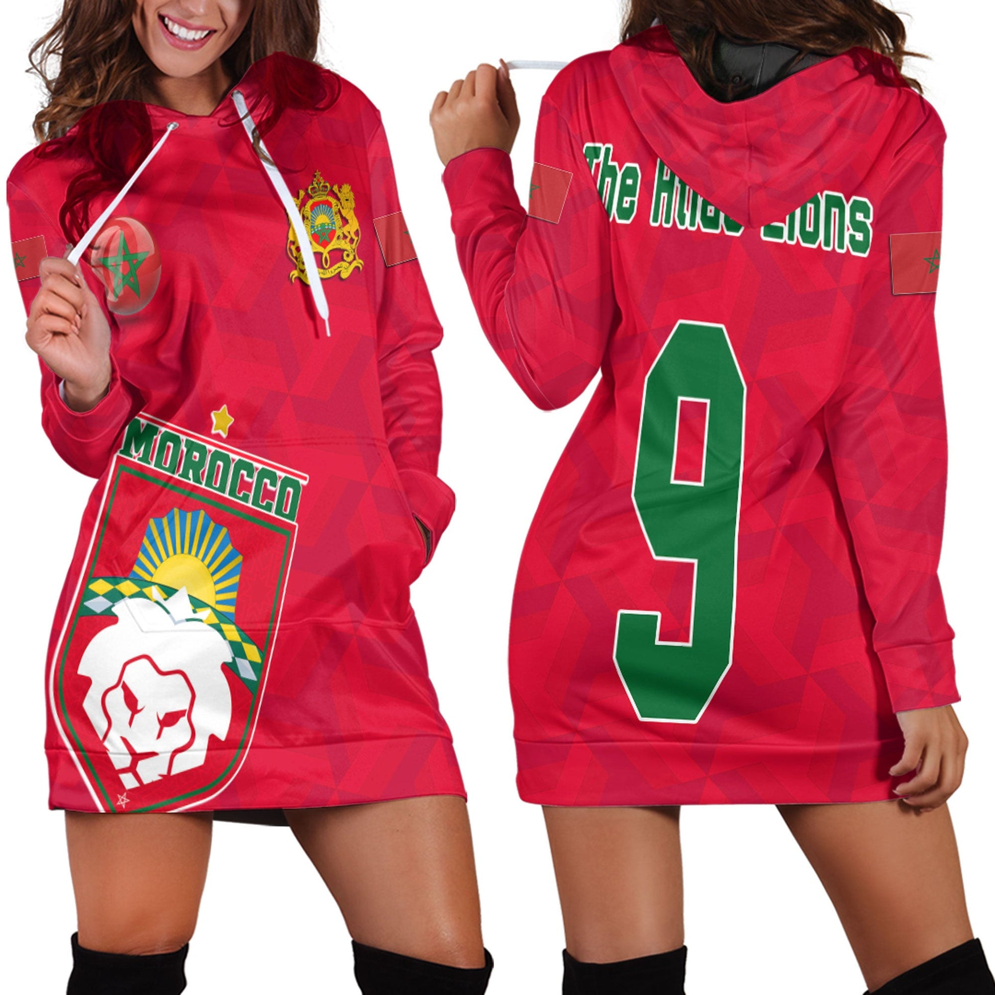 Clothing Custom Morrocco Soccer Style Hoodie Dress