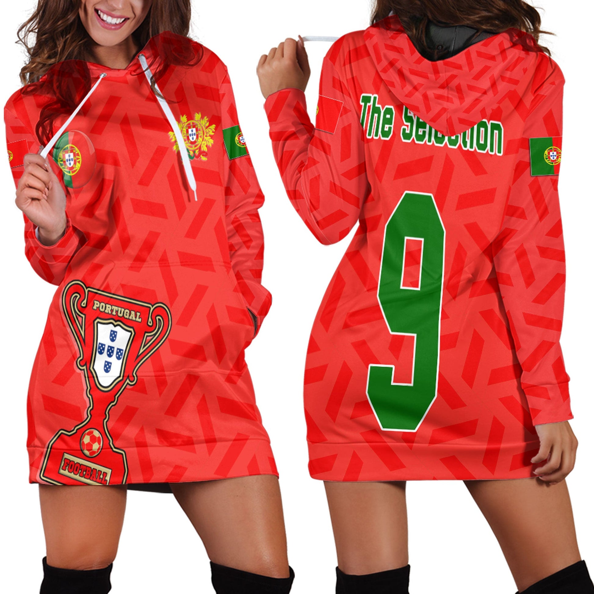 Clothing Custom Portugal Soccer Style Hoodie Dress