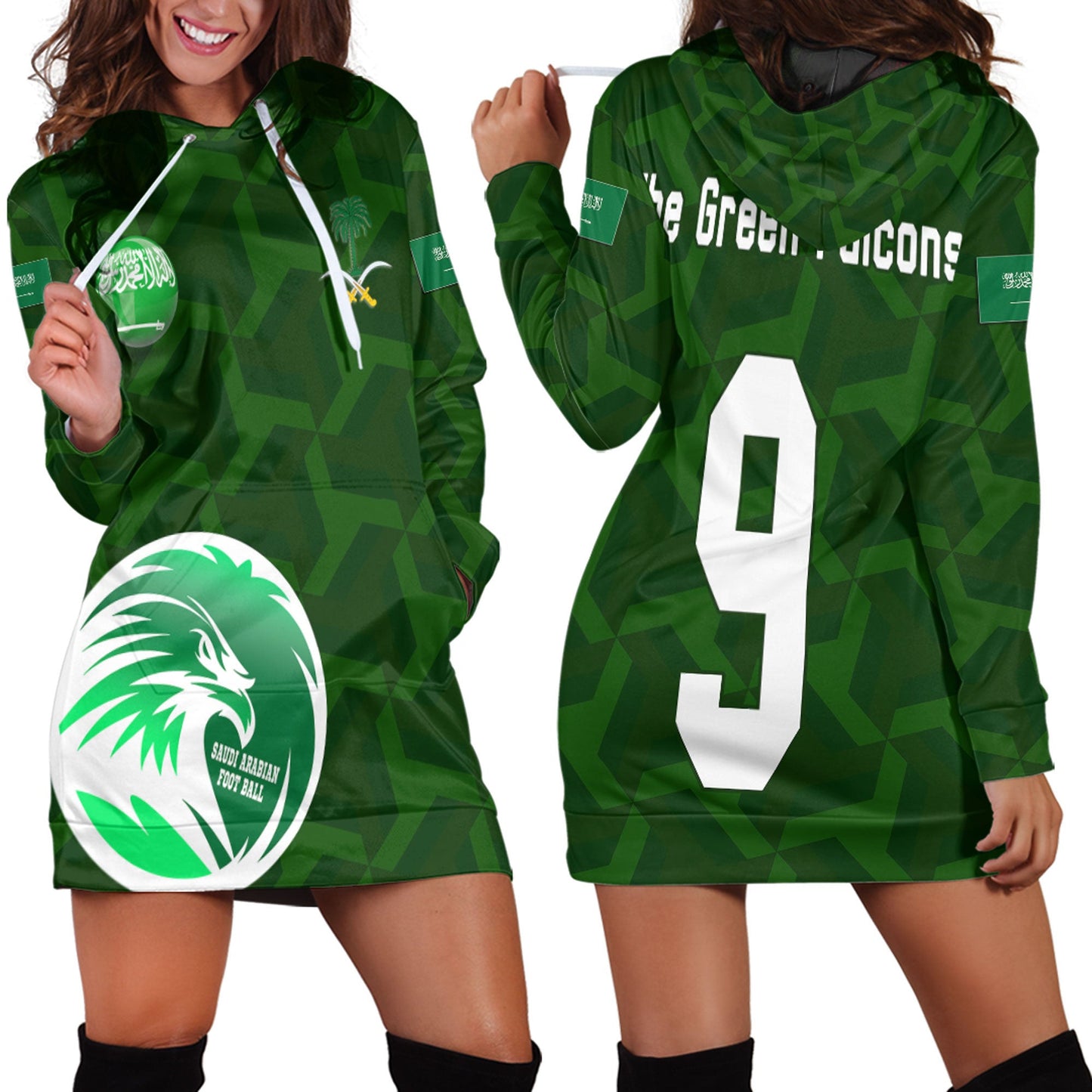 Clothing Custom Saudi Arabia Soccer Style Hoodie Dress