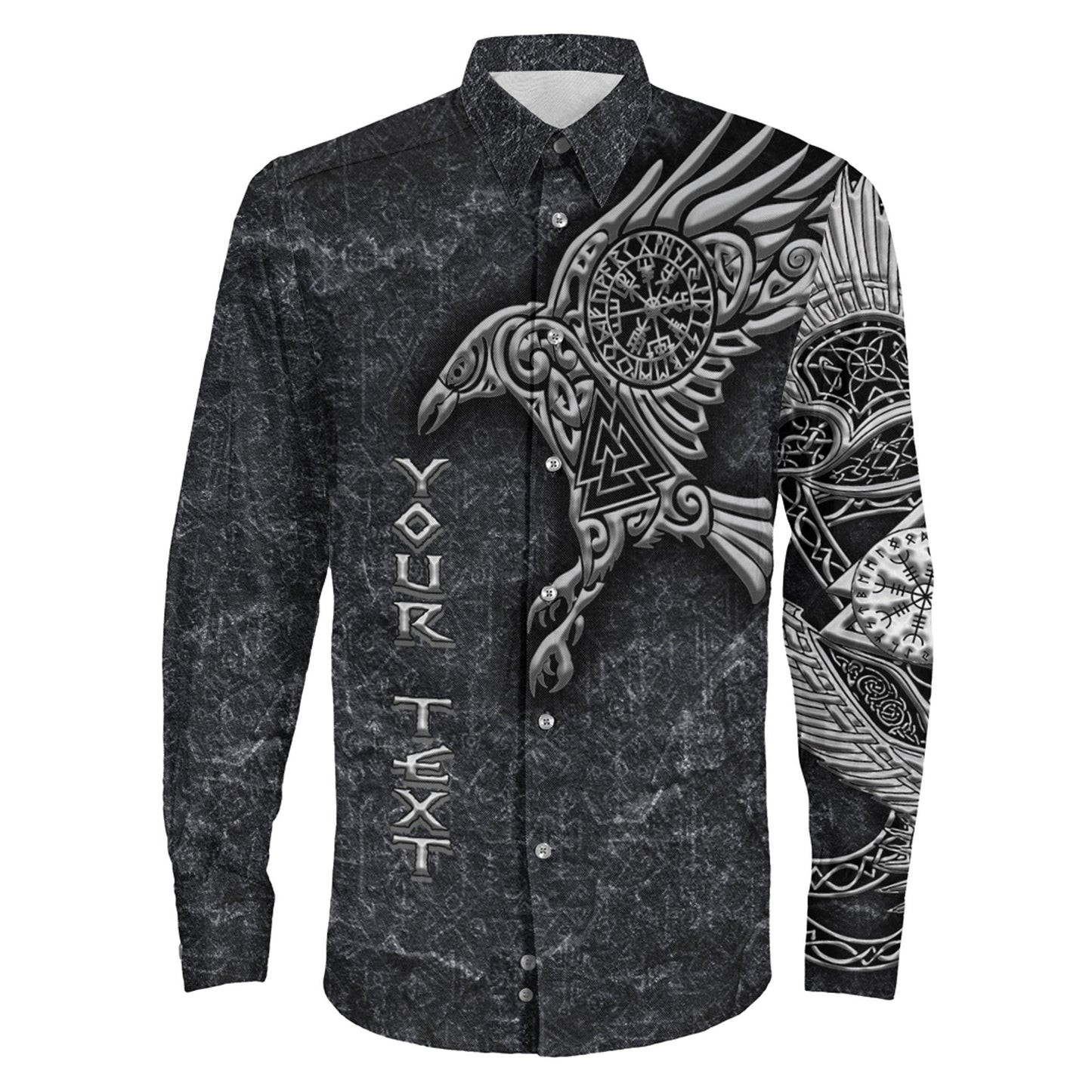 Clothing Raven Vegvisir Custom Viking Long Sleeve Button Shirt