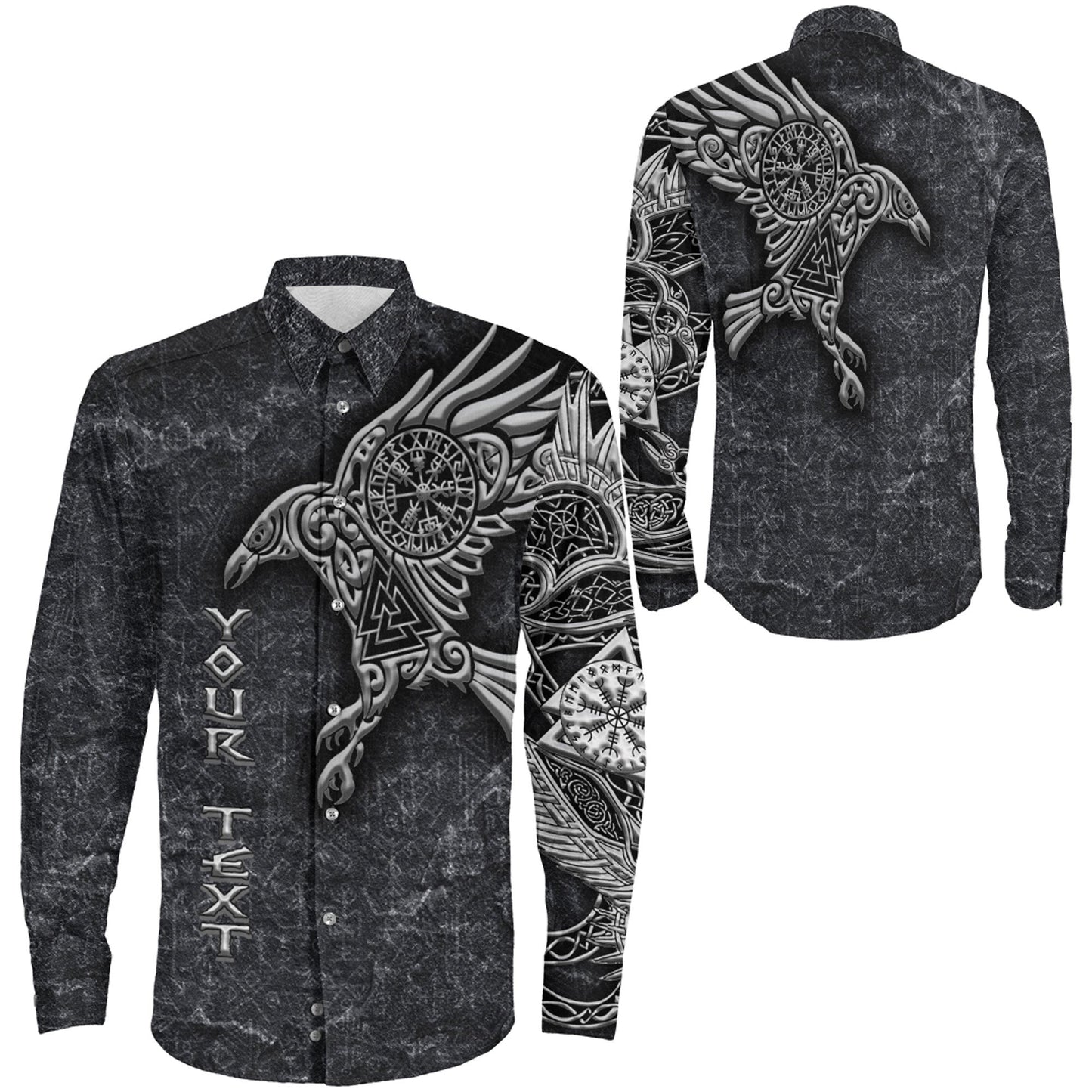 Clothing Raven Vegvisir Custom Viking Long Sleeve Button Shirt
