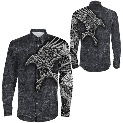 Clothing Raven Vegvisir Viking Long Sleeve Button Shirt
