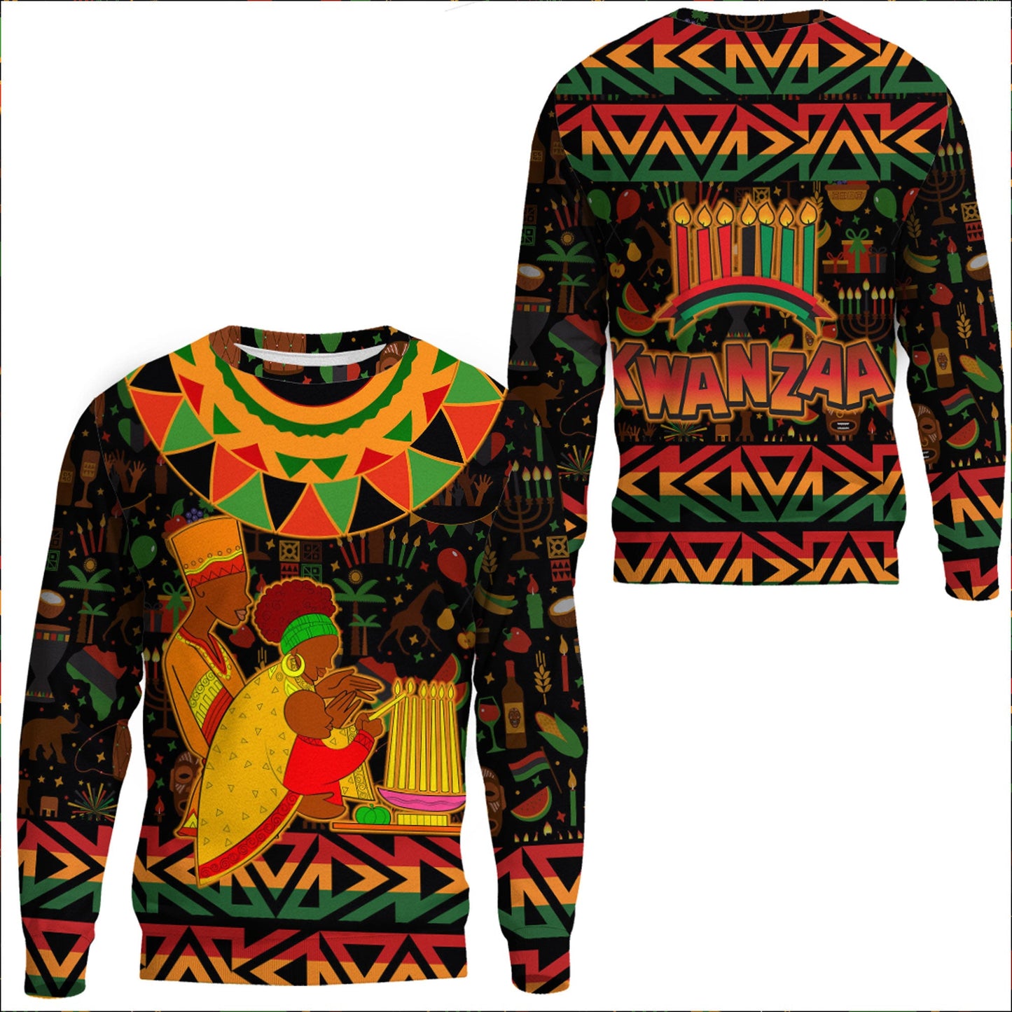 Clothing Happy Kwanzaa Africa Pattern Sweatshirts