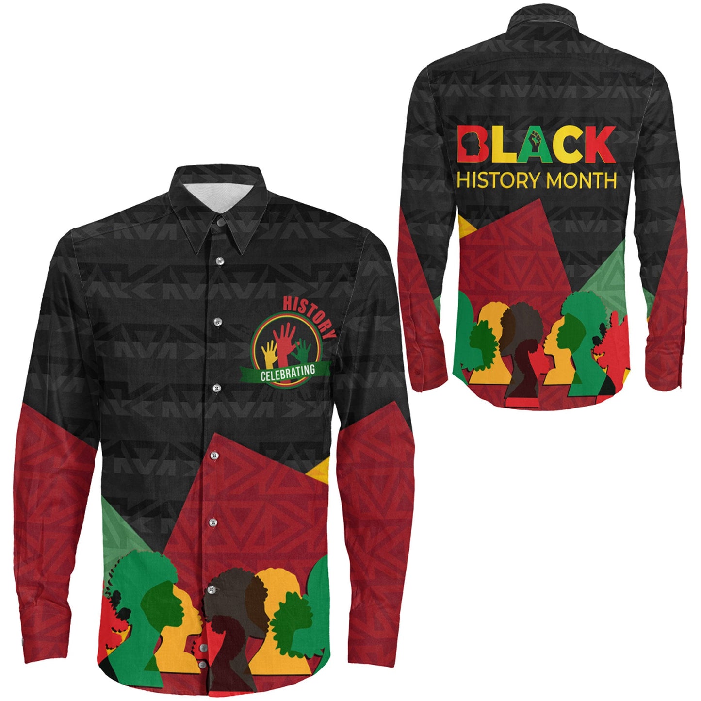 Clothing Black History Month Long Sleeve Button Shirt