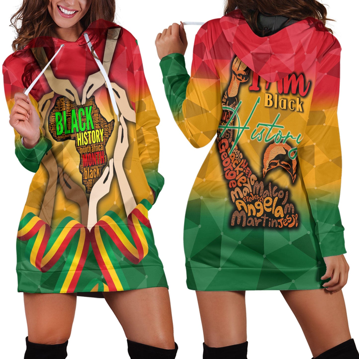 Africazone Clothing Black History Month Hoodie Dress