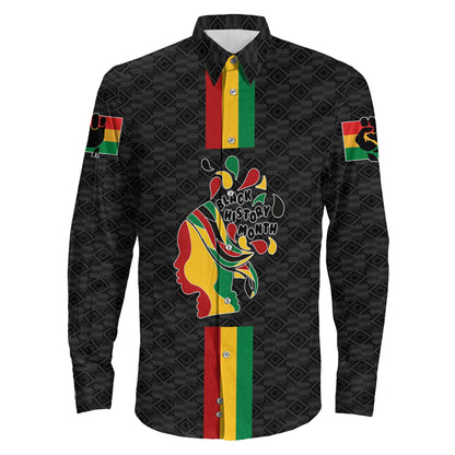 Africazone Clothing Black History Month Color Of Flag Long Sleeve Button Shirt