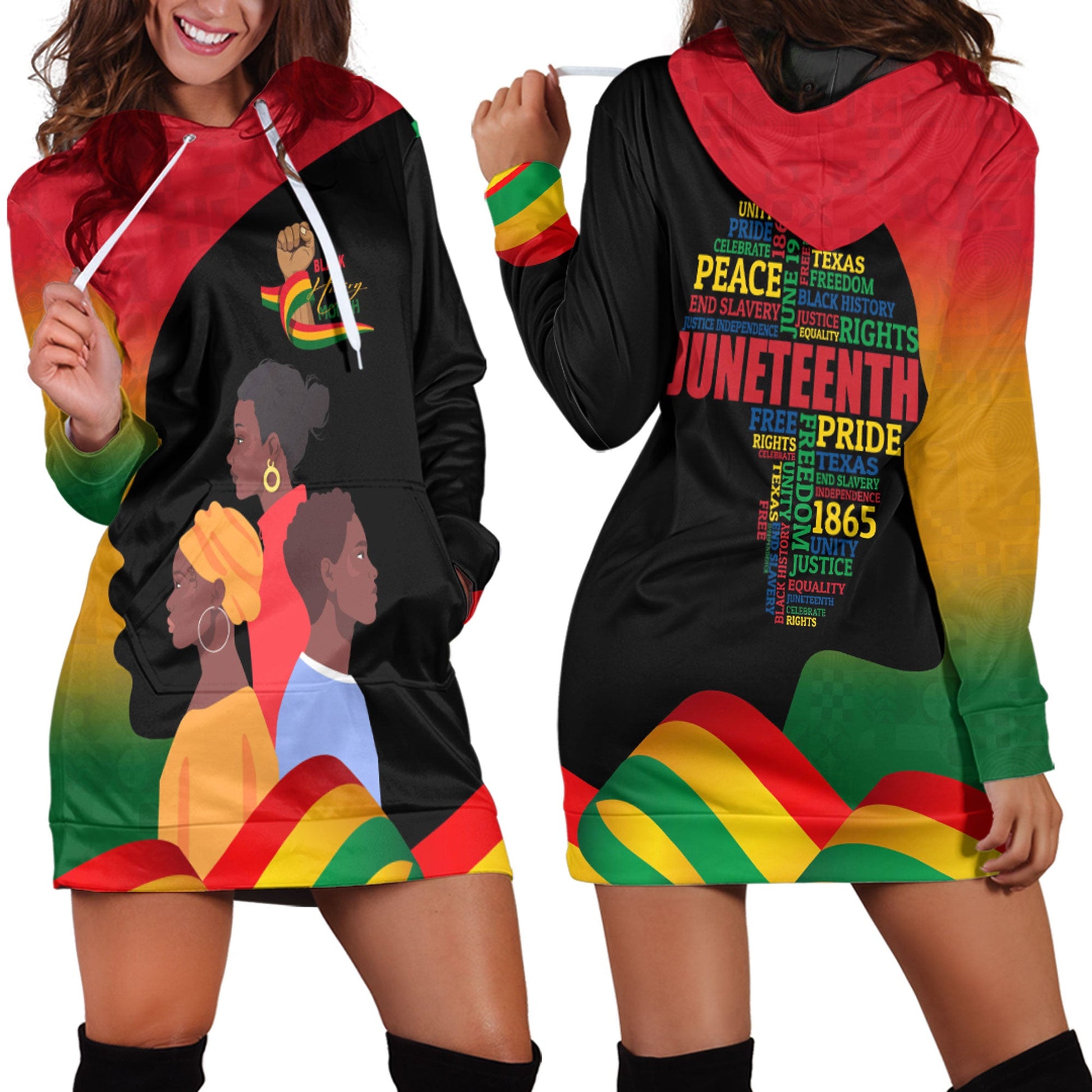 Africazone Clothing Black History Month I'm Black Hoodie Dress