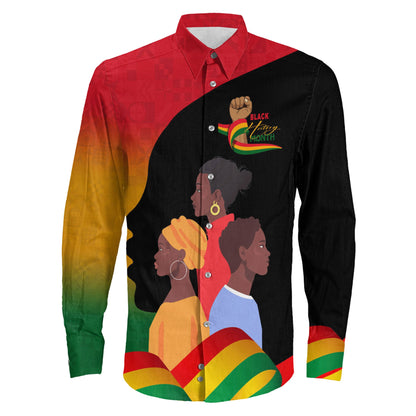 Africazone Clothing Black History Month I'M Black Long Sleeve Button Shirt