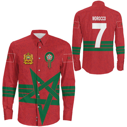 Clothing Morocco Soccer Style Long Sleeve Button Shirt