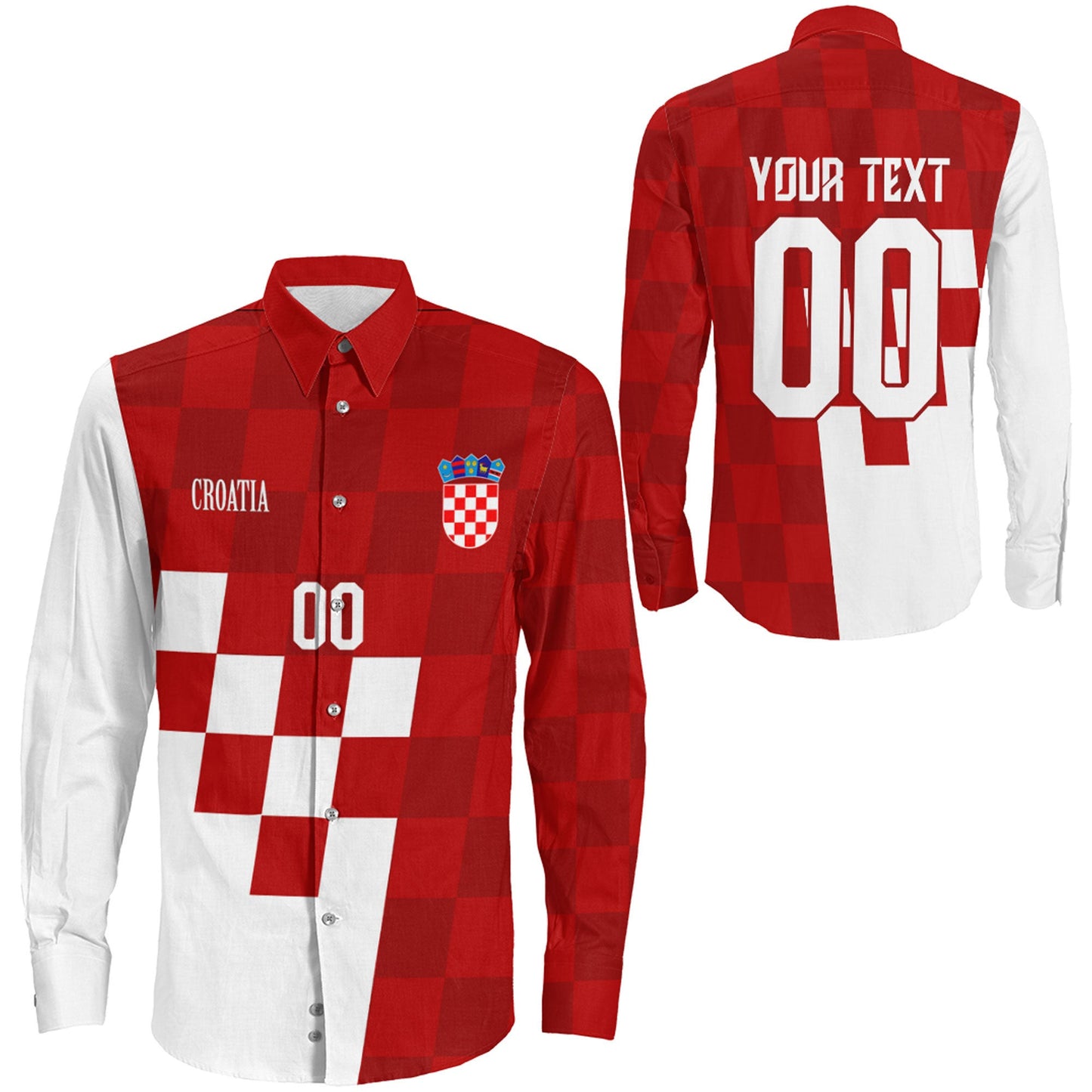Clothing Custom Croatia Hrvatska Long Sleeve Button Shirt