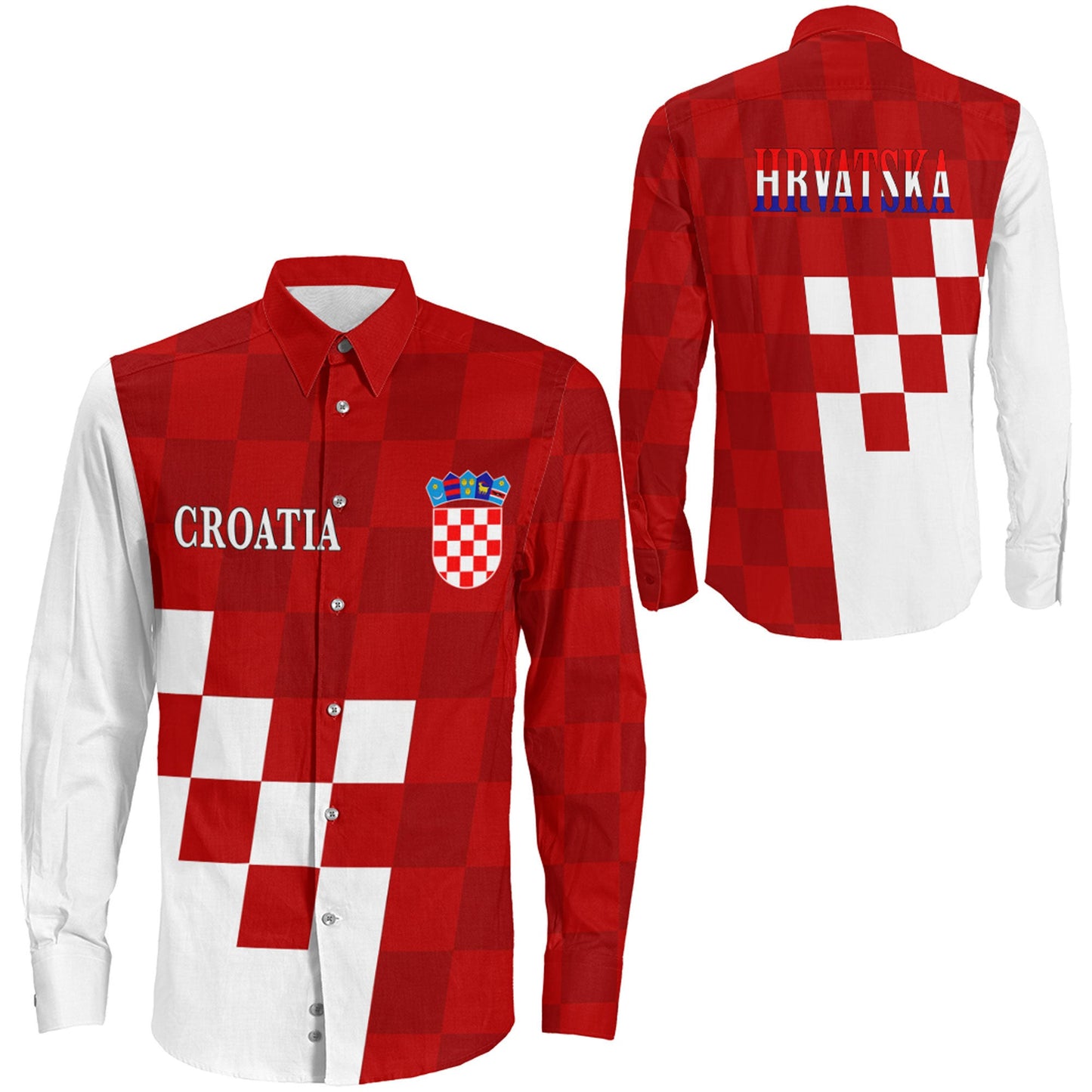 Clothing Croatia Hrvatska Long Sleeve Button Shirt