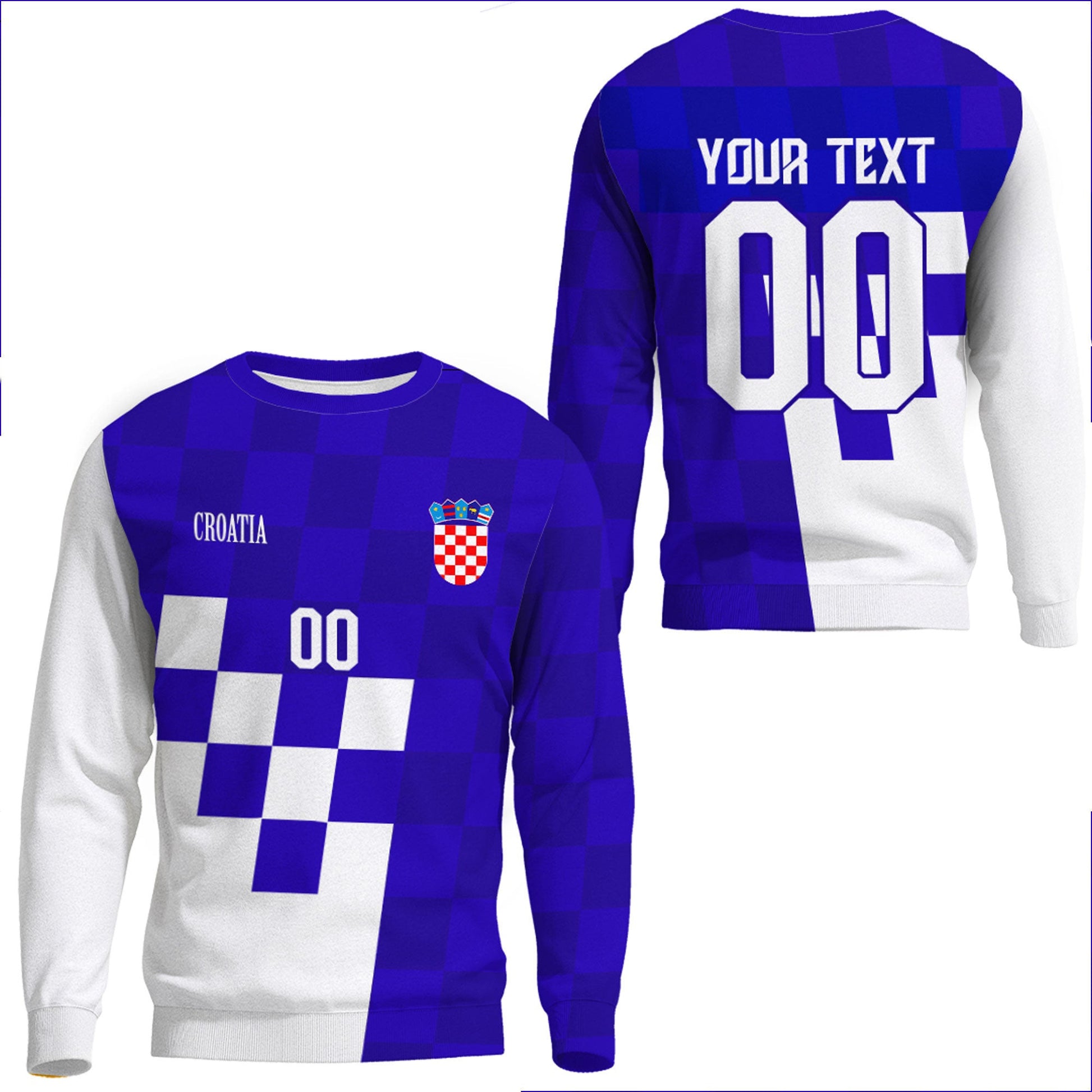 Clothing Custom Croatia Hrvatska Blue Version Sweatshirts