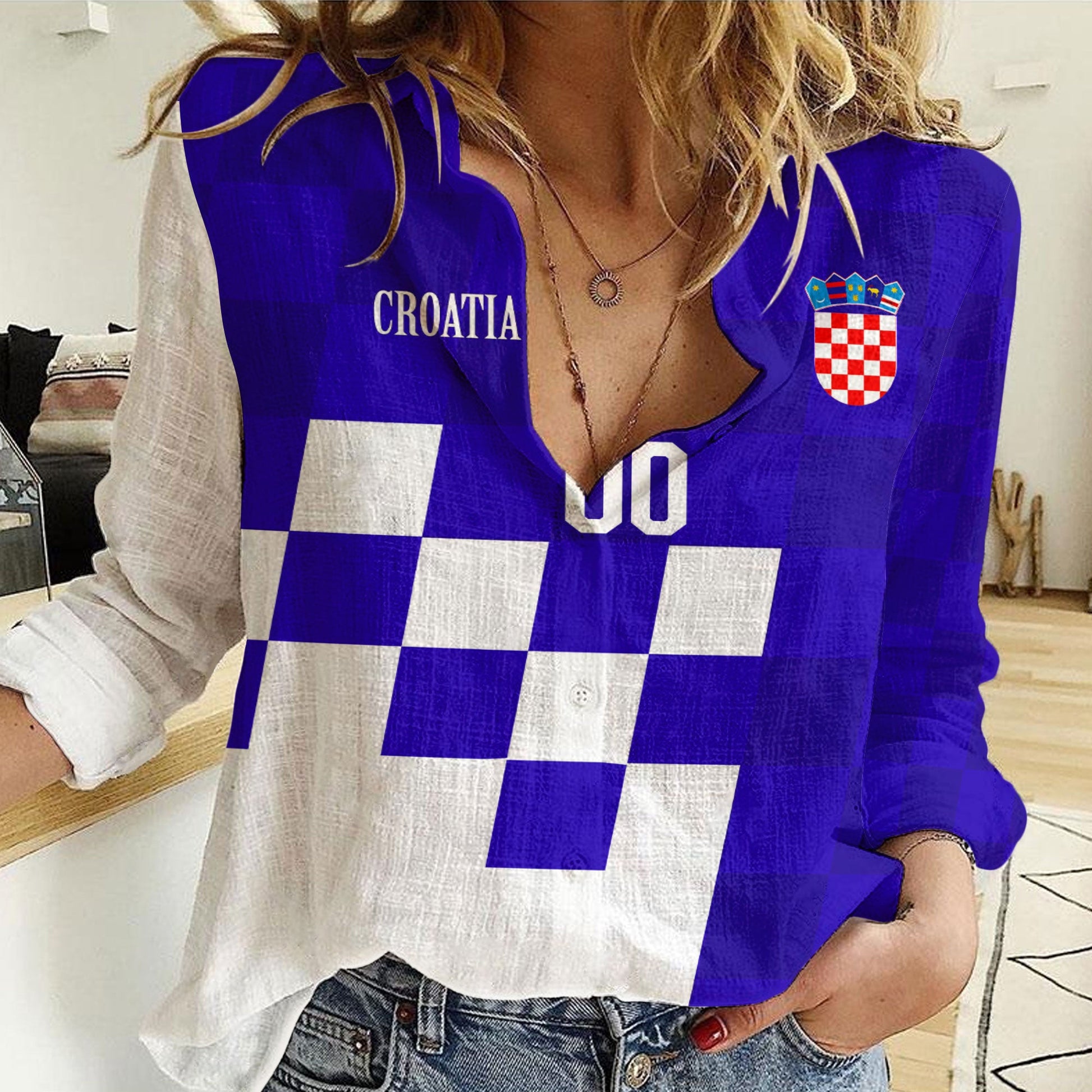 Clothing Custom Croatia Hrvatska Blue Version Women Casual Shirt