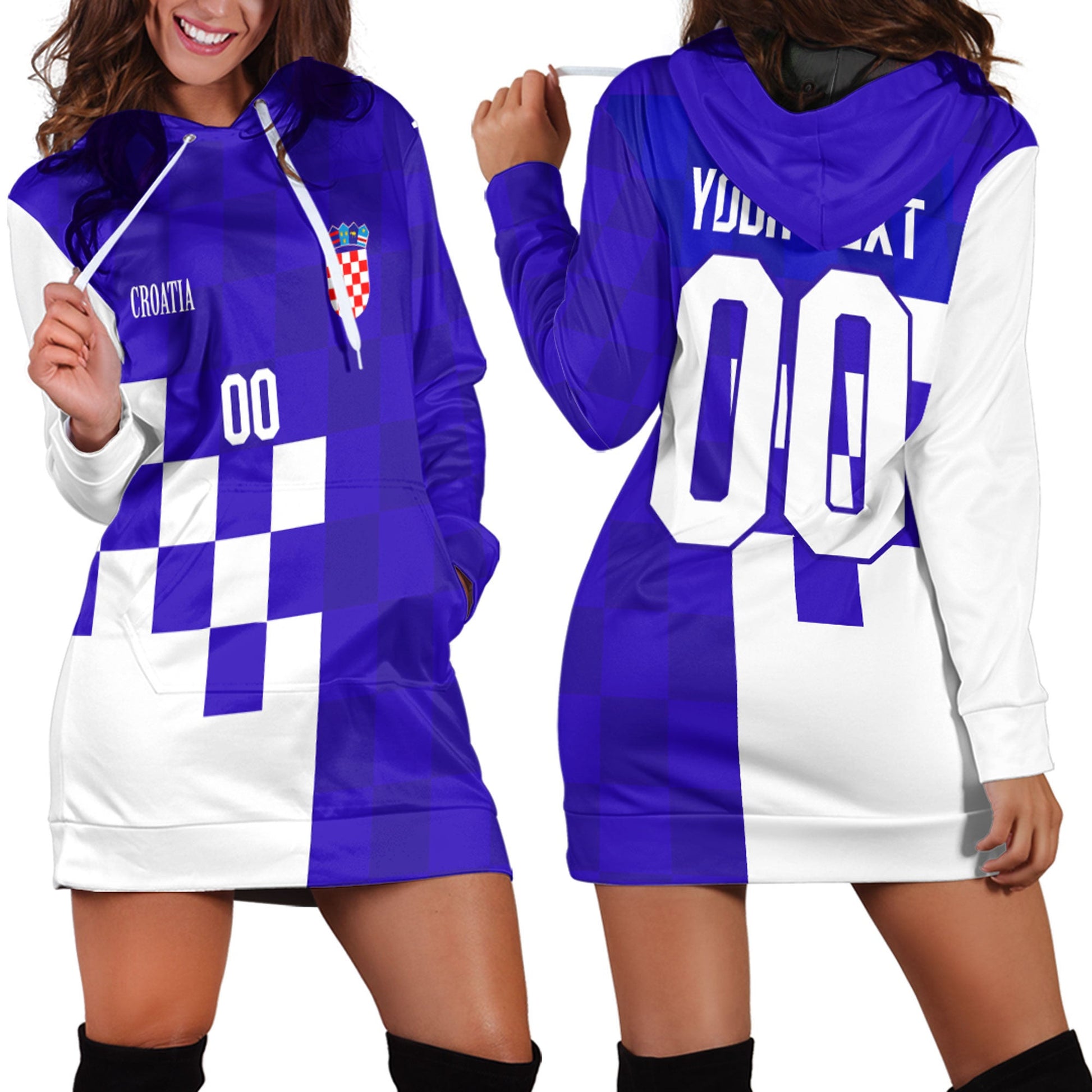 Clothing Custom Croatia Hrvatska Blue Version Hoodie Dress