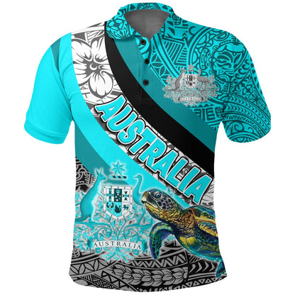 1stteworld Clothing Australia Special Polynesia Cyan Style Polo Shirt