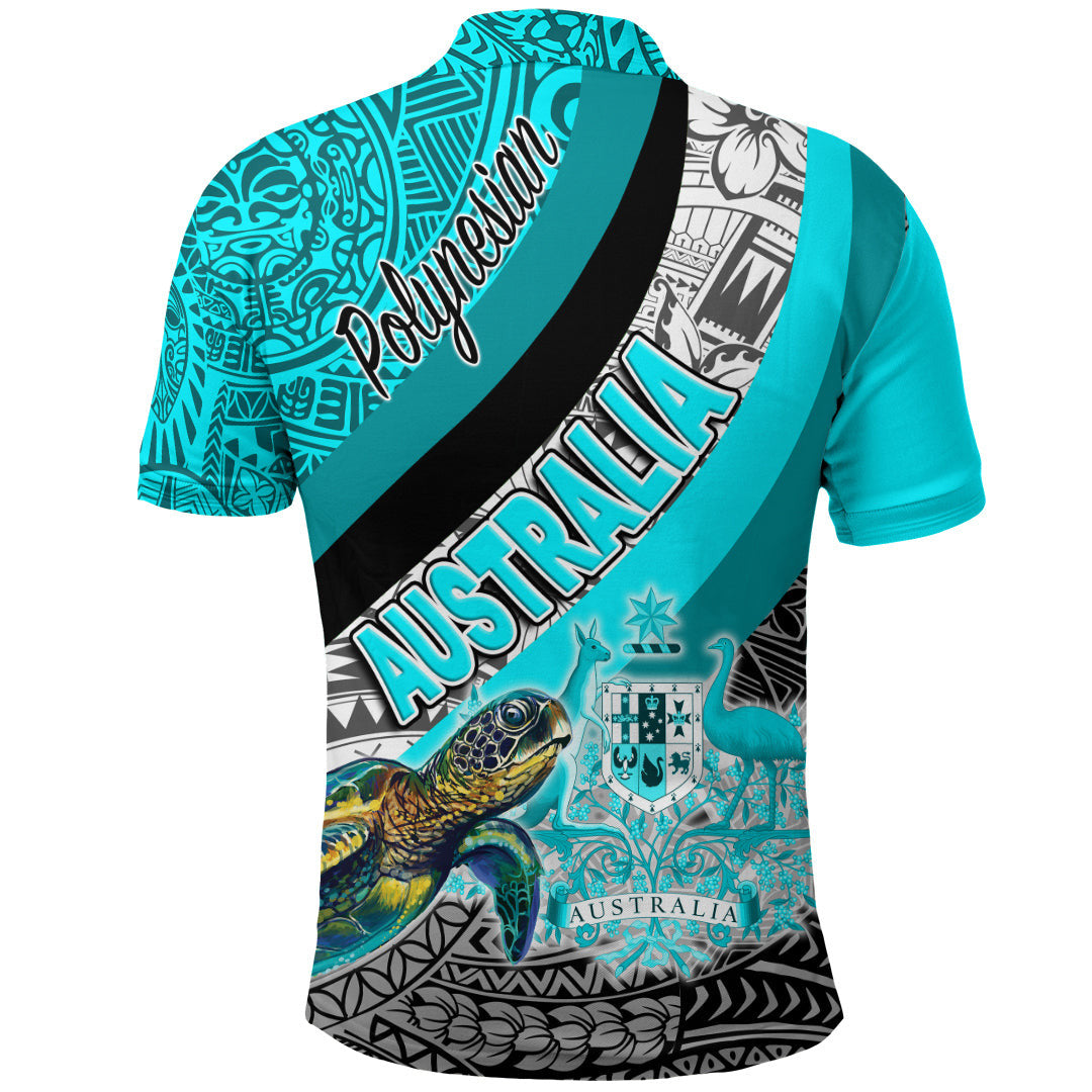 1stteworld Clothing Australia Special Polynesia Cyan Style Polo Shirt