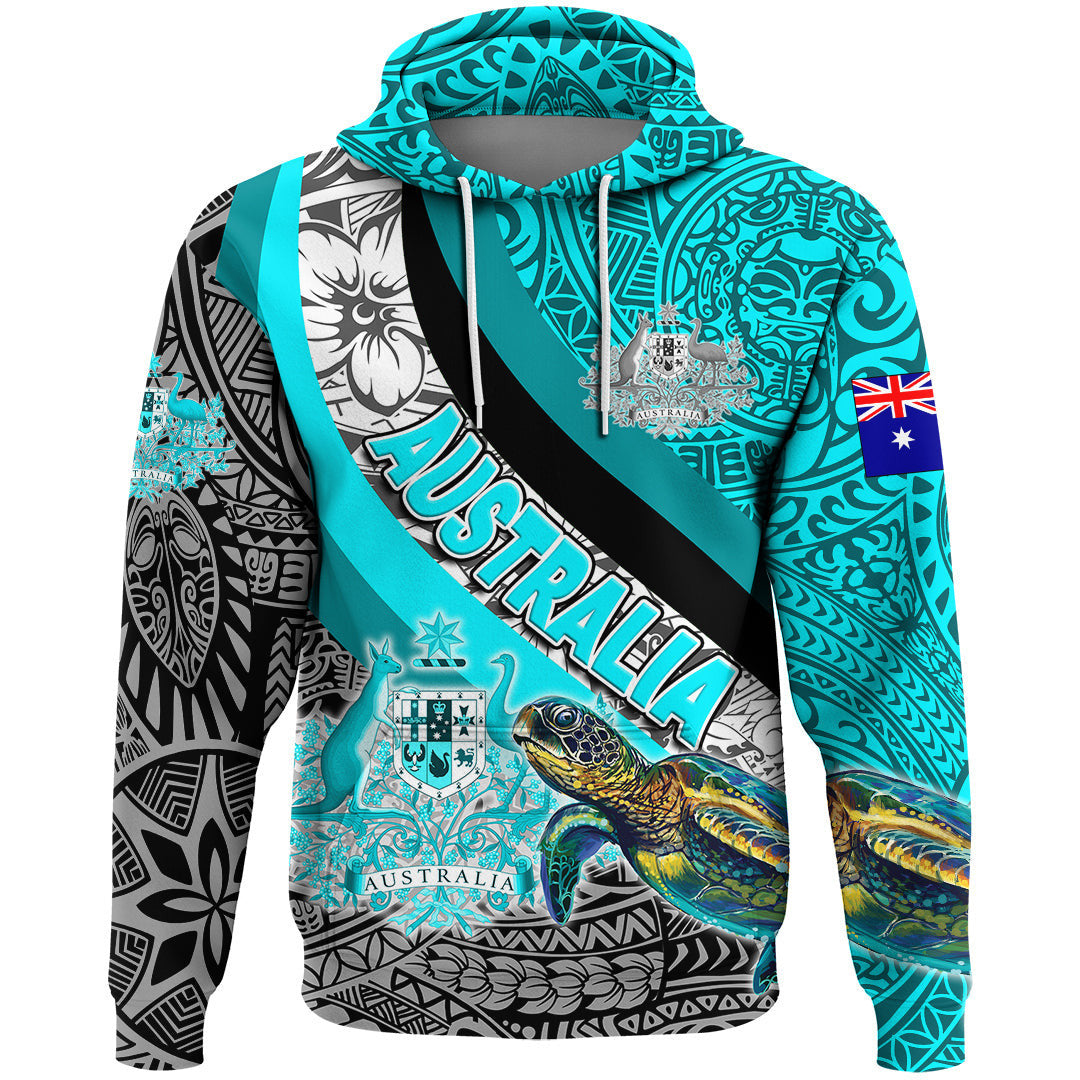 Clothing Australia Special Polynesia Cyan Style Hoodie