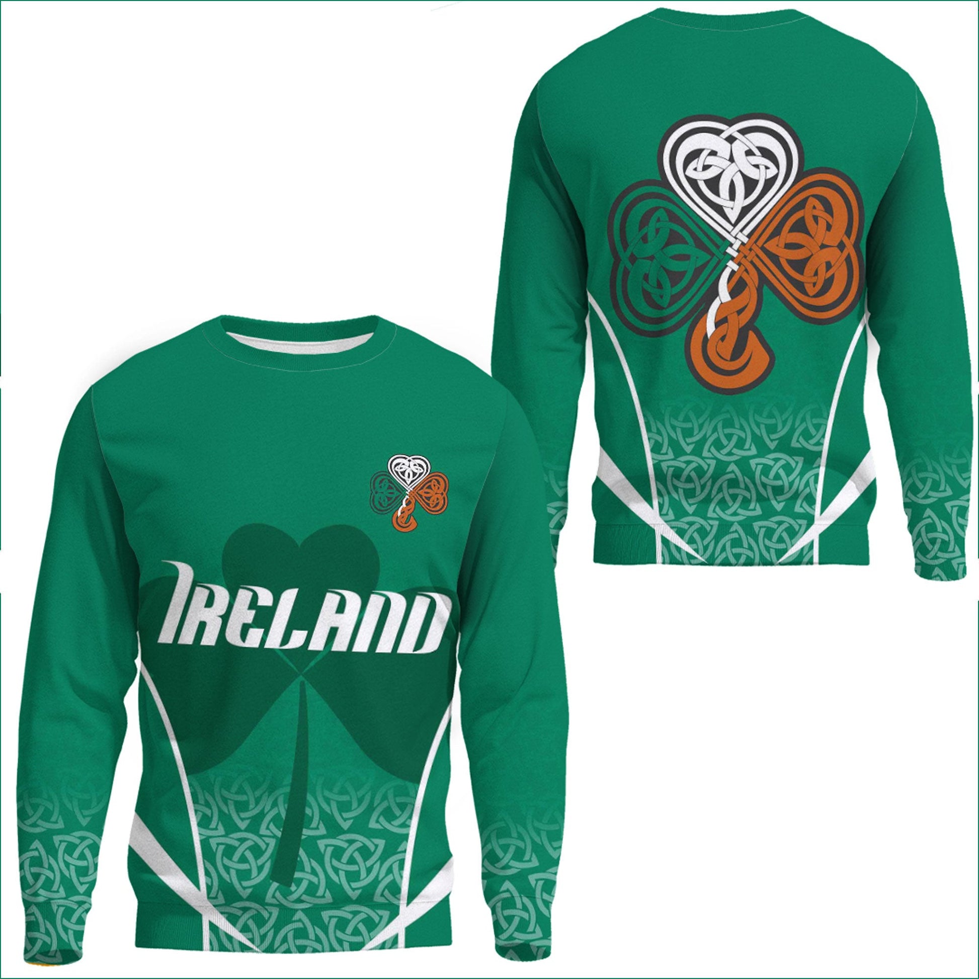 Clothing Ireland Irish Three Leaf Clover Celtic Pattern Sweatshirts