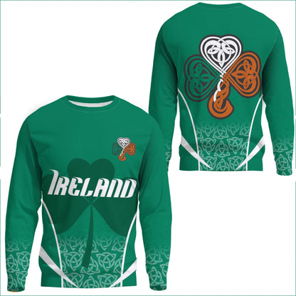Clothing Ireland Irish Three Leaf Clover Celtic Pattern Sweatshirts