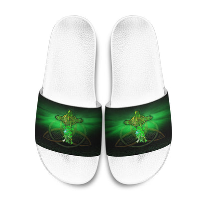 Slide Sandals Patrick Day Cross And Skull Slide Sandals