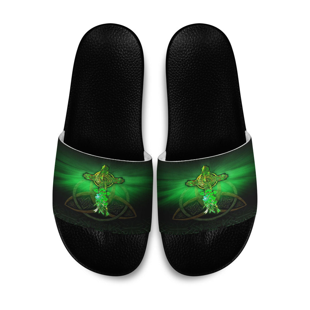 Slide Sandals Patrick Day Cross And Skull Slide Sandals