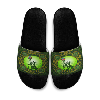 Slide Sandals Patrick Day Liberties Irish and USA Celtic Style Slide Sandals