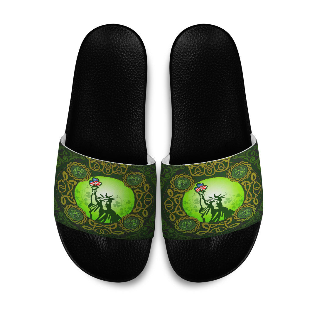 Slide Sandals Patrick Day Liberties Irish and USA Celtic Style Slide Sandals