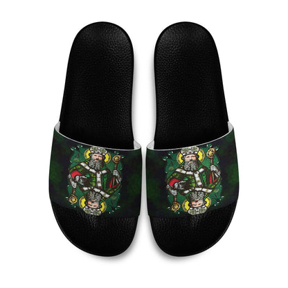 Slide Sandals ST Patrick Day Card Style Three Leaf Clover Slide Sandals