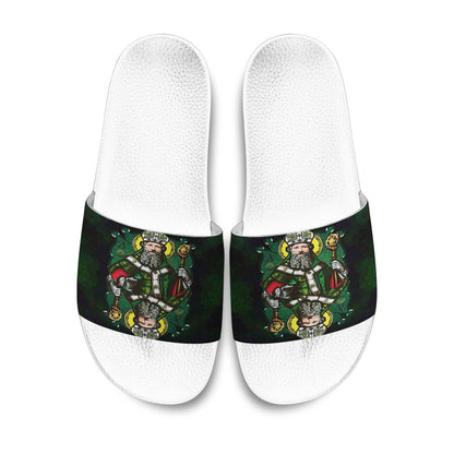 Slide Sandals ST Patrick Day Card Style Three Leaf Clover Slide Sandals
