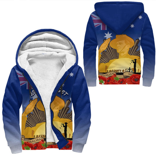 Clothing Australia Anzac Day Soldier Salute Sherpa Hoodies