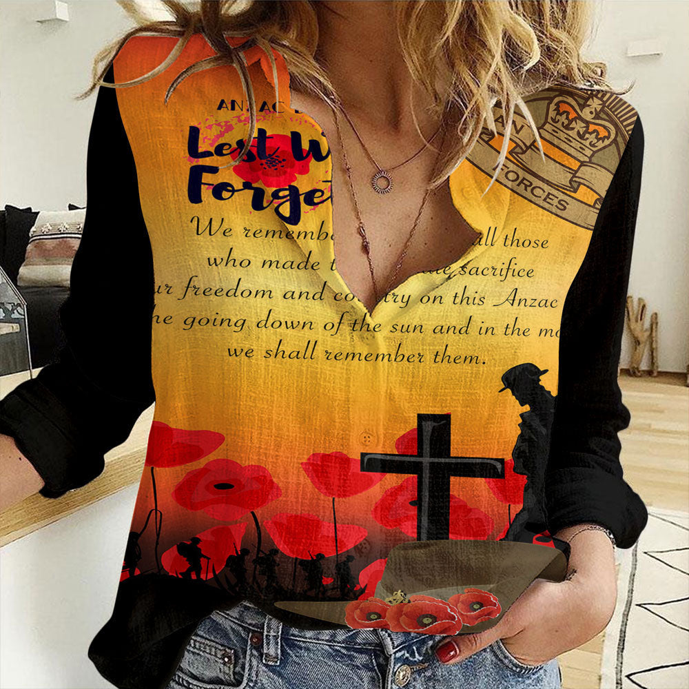 Clothing Anzac Day We Shall Remember Them Women Casual Shirt