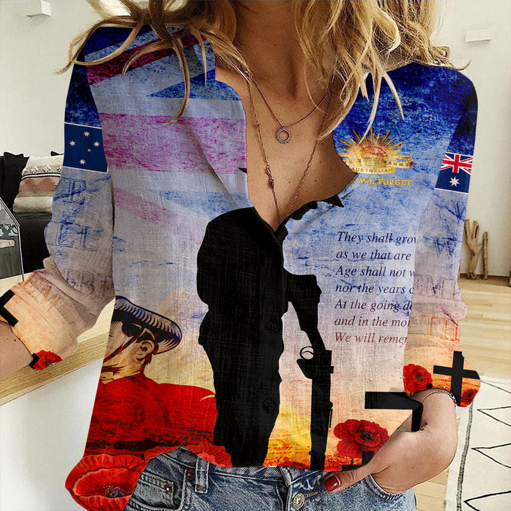Clothing Anzac Day Australia Soldier We Will Rememer Them Women Casual Shirt