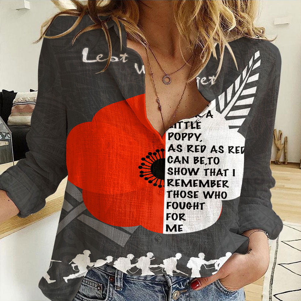 Clothing Custom New Zealand Anzac Red Poopy Women Casual Shirt