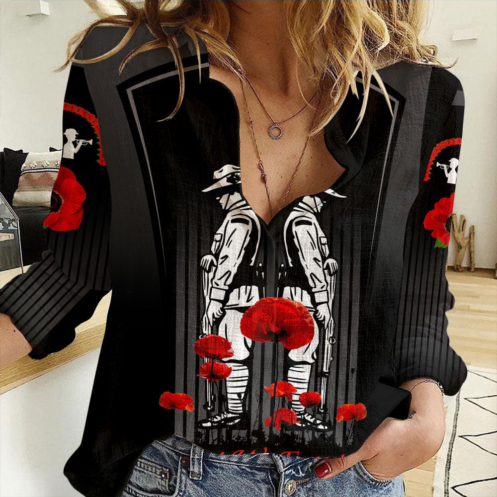 Clothing Anzac Remembrance Day Lest We Forget Women Casual Shirt