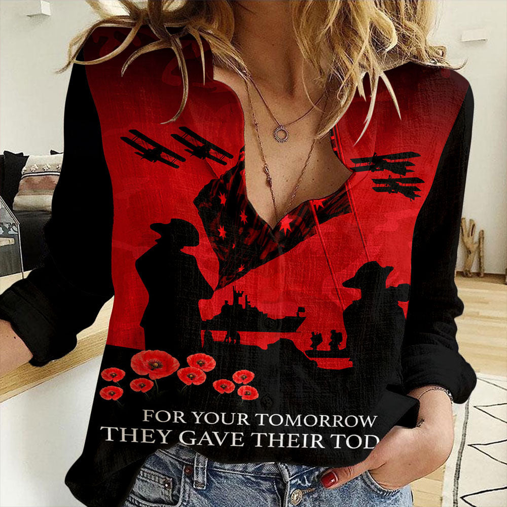 Clothing Anzac Day For Those Who Leave Never To Ruturn Women Casual Shirt