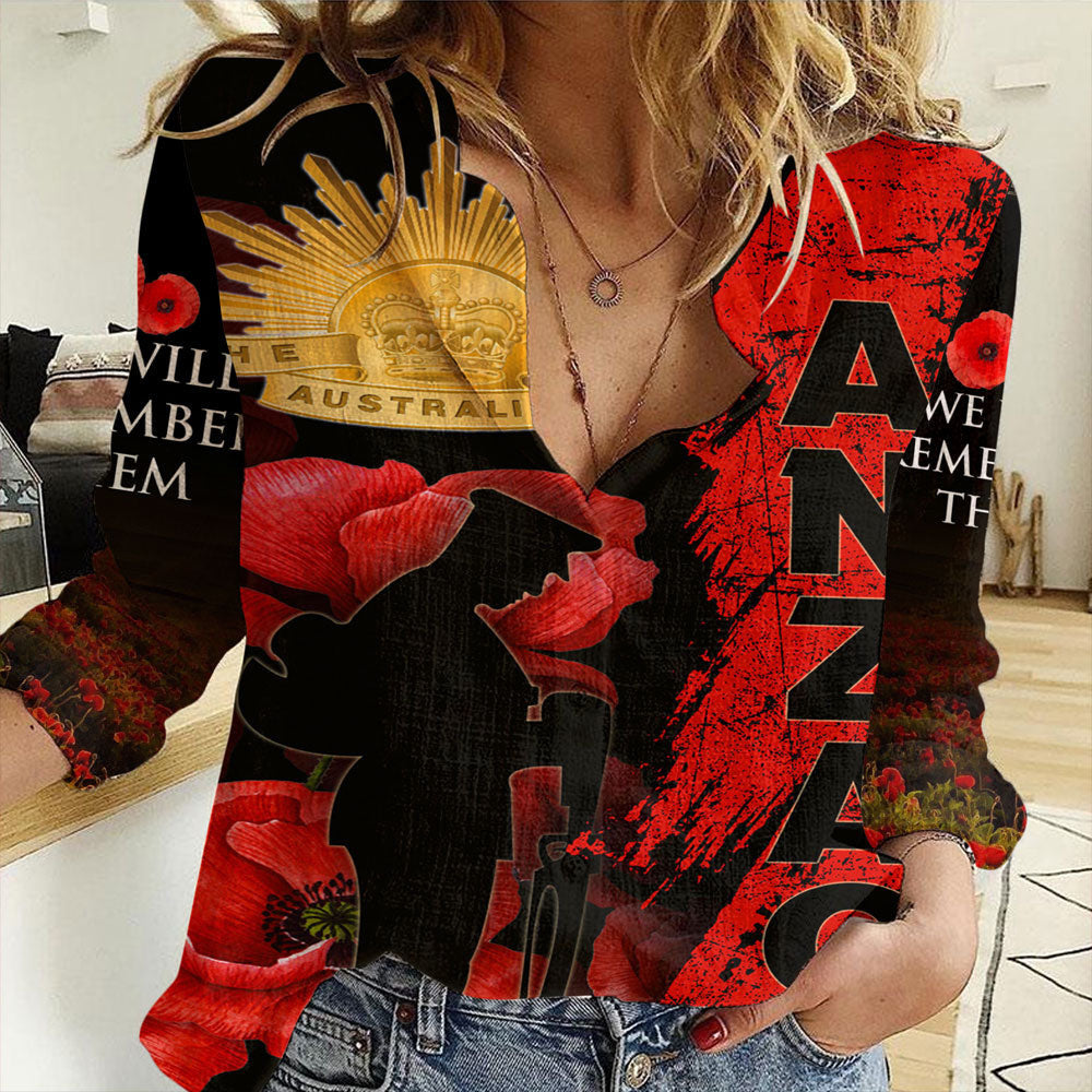 Clothing Anzac Day Soldier Silhouette Remembrance Women Casual Shirt