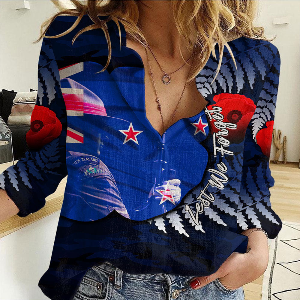Clothing New Zealand Anzac Day Poppy Women Casual Shirt